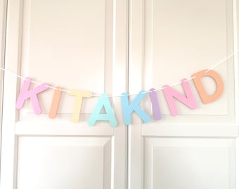Rainbow garland for kindergarten children, pastel with apricot / Kindergarten / Daycare / Kindergarten child