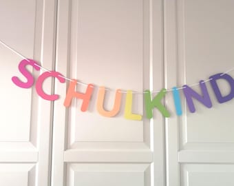 Schulkind Girlande Regenbogen pink zu lila / Schulanfang / Schulkind 2026 / Hurra Schulkind / Einschulung / Schulstart