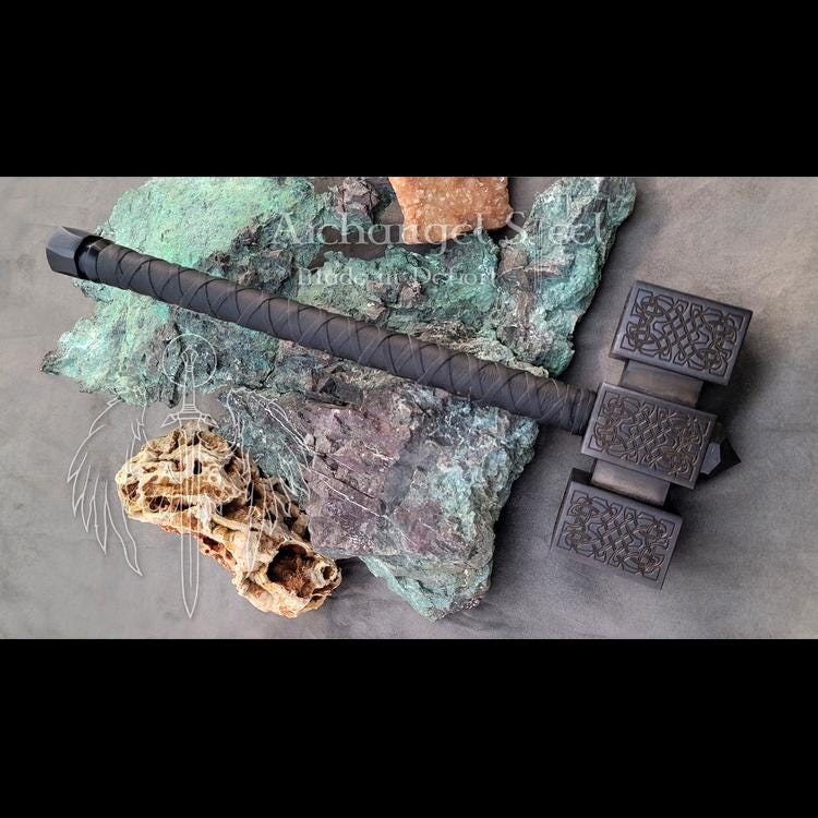 Dwarven War Hammer, Case Hardened High Carbon Steel, Designed