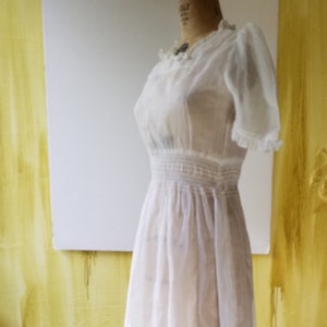Vintage White Sheer Maxi Organdy Dress