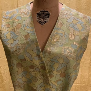 Clearance Sale Vintage 70s Green Brocade Wrap Vest W/ Cigarrete Pants