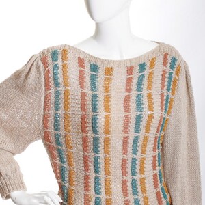70s Macrame Ribbon Boho Chic Sweater
