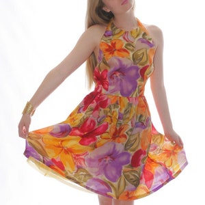 Vintage Bill Blass Does Mini Floral Silk Organza Cocktail Dress image 1