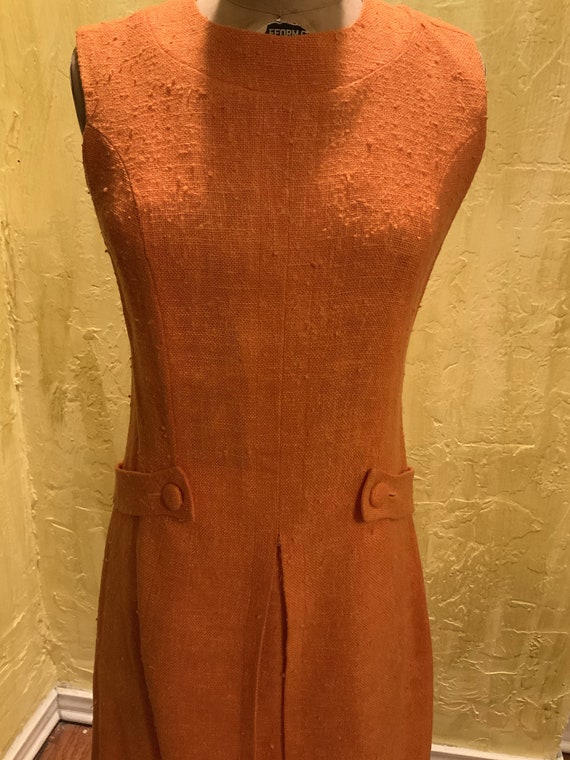 Vintage Linen Orange Day Dress