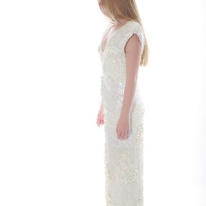 Stunning Beaded Sequin Vintage Couture Wedding Dress image 2