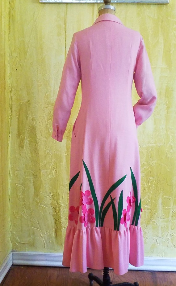 Vintage Pink Maxi Shirtdress Retro Novelty - image 3