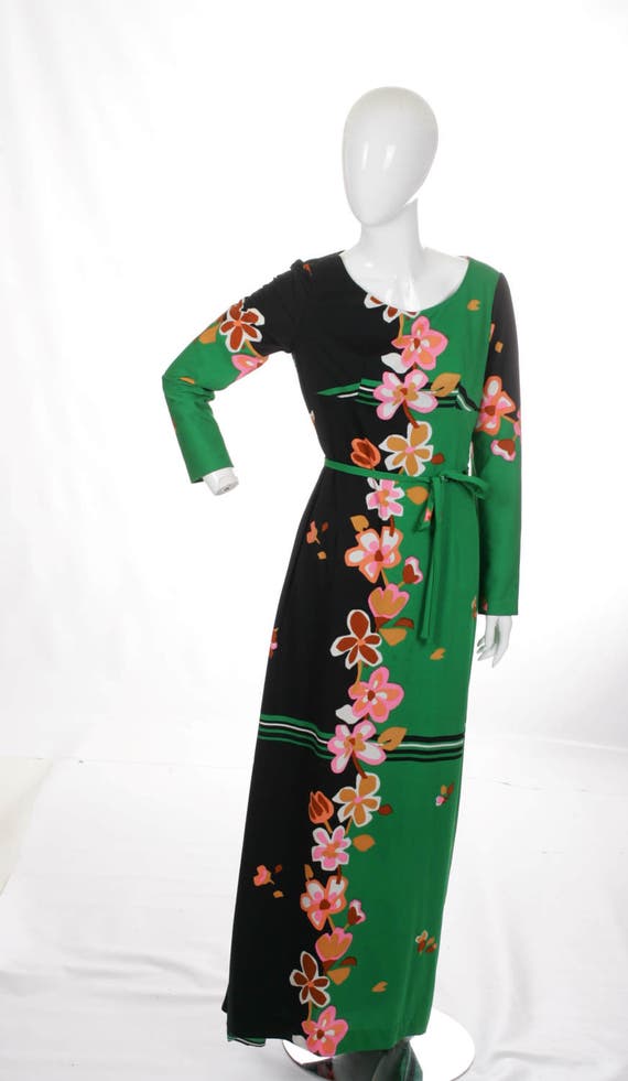 Vintage Color Block Floral Maxi Dress