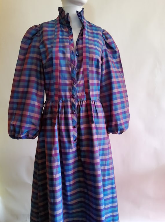 Vintage Maxi Blue Gingham Dress - image 1