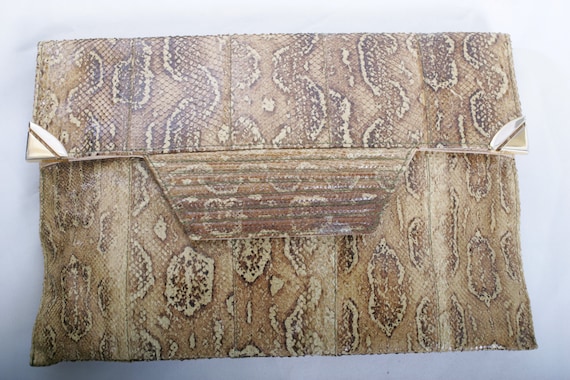 Vintage 70s Python Envelope Clutch - image 2