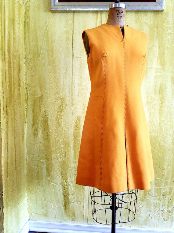 Designer Wool MOD Tangerine Mini Dress