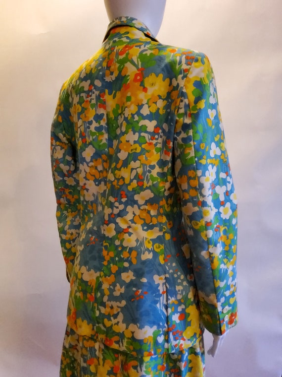 Vintage Floral Cotton Maxi Skirt Suit - image 3