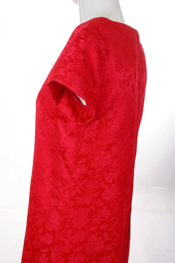 Vintage Red Jacquard Maxi Flared Column Dress - image 5