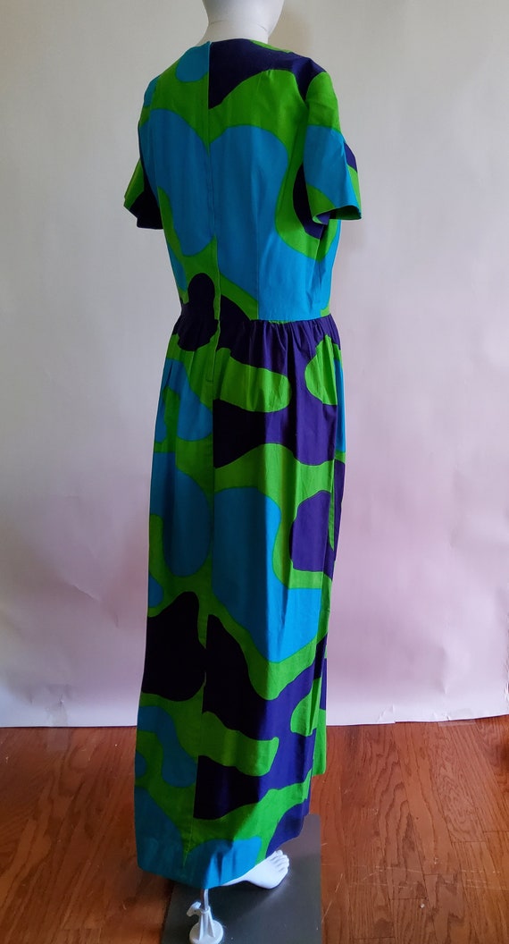 Vintage Finnish Hand Painted Cotton Maxi Dress - image 4