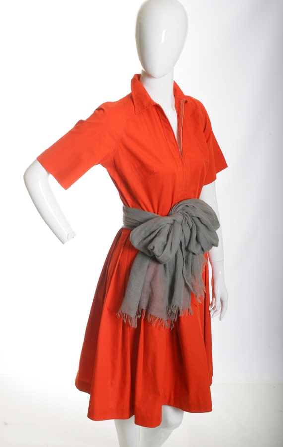 CLEARANCE SALE 50s Vintage Cotton Pleated Day Dre… - image 3