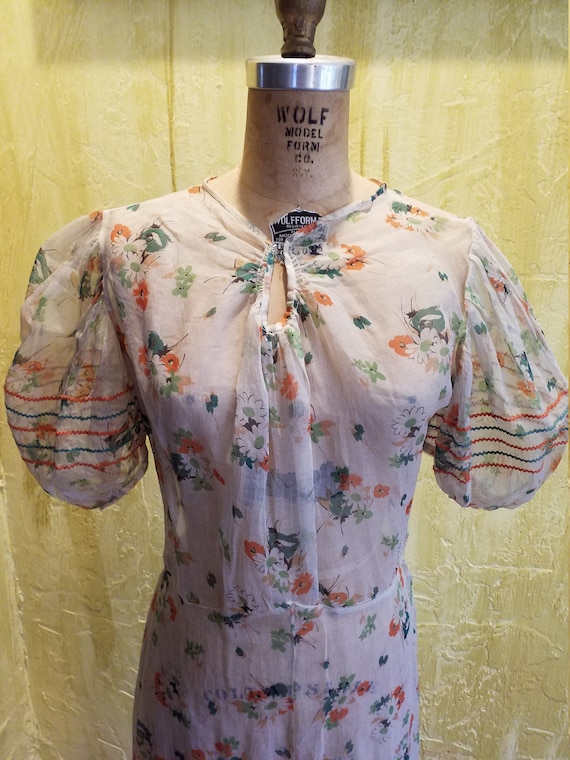 Vintage Silk Organza Floral Maxi Dress