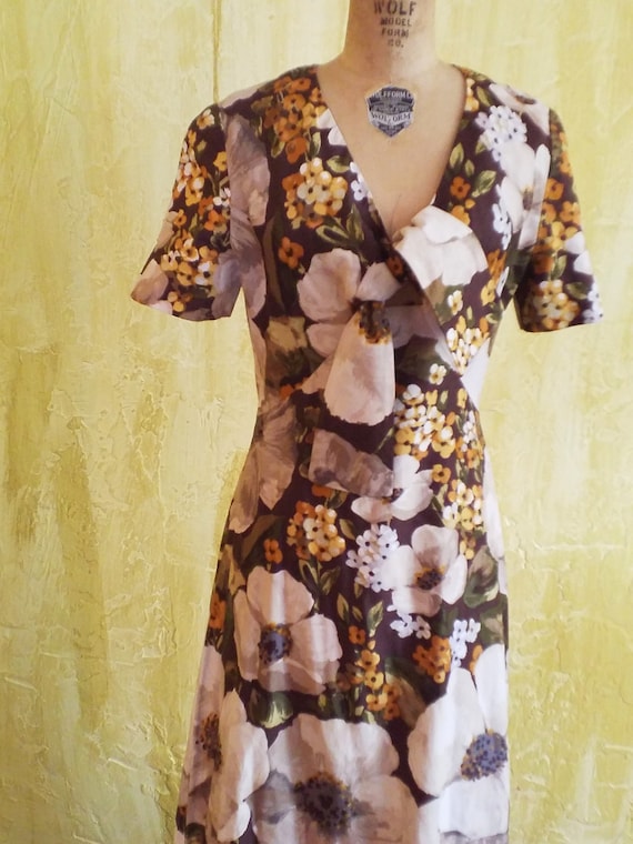 Vintage Floral Cotton Maxi Dress - image 1