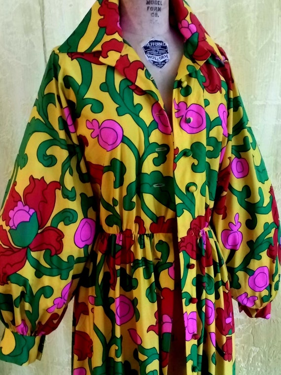 Oscar De La Renta 70s Retro Floral Psychedelic Ma… - image 2