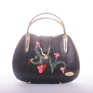 Loredana Vintage Italian Woven Metal Handle HandBag