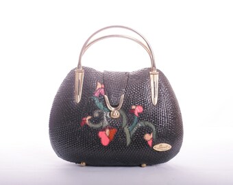 Loredana Vintage Italian Woven Metal Handle HandBag