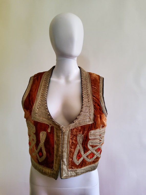 Vintage Velvet Crop Vest - image 1