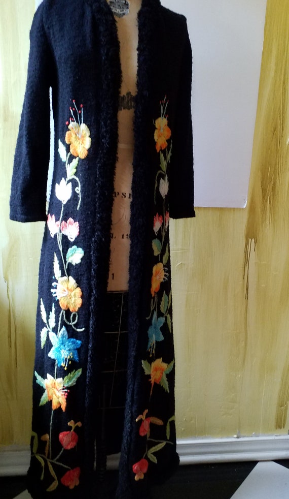 Vintage 70s Maxi Cardigan / Long Floor Length Bohe
