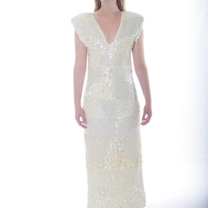 Stunning Beaded Sequin Vintage Couture Wedding Dress image 3