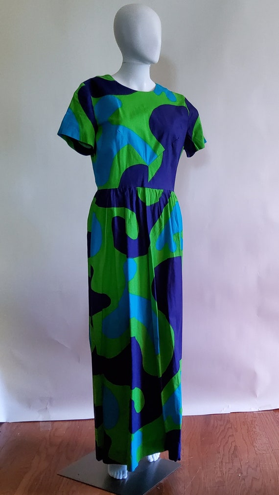 Vintage Finnish Hand Painted Cotton Maxi Dress - image 5