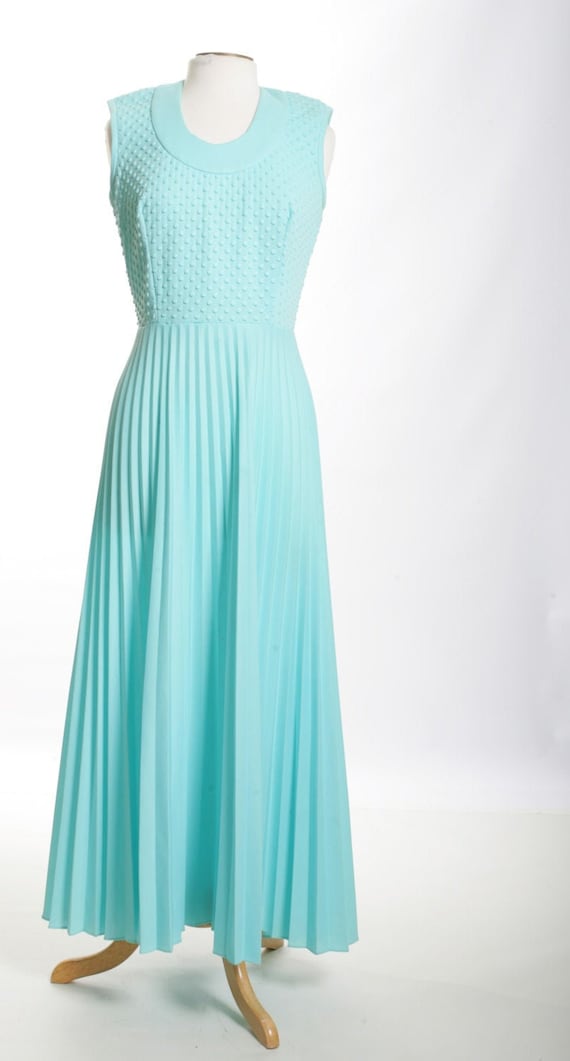 Pleated Mod Maxi Vintage Dress