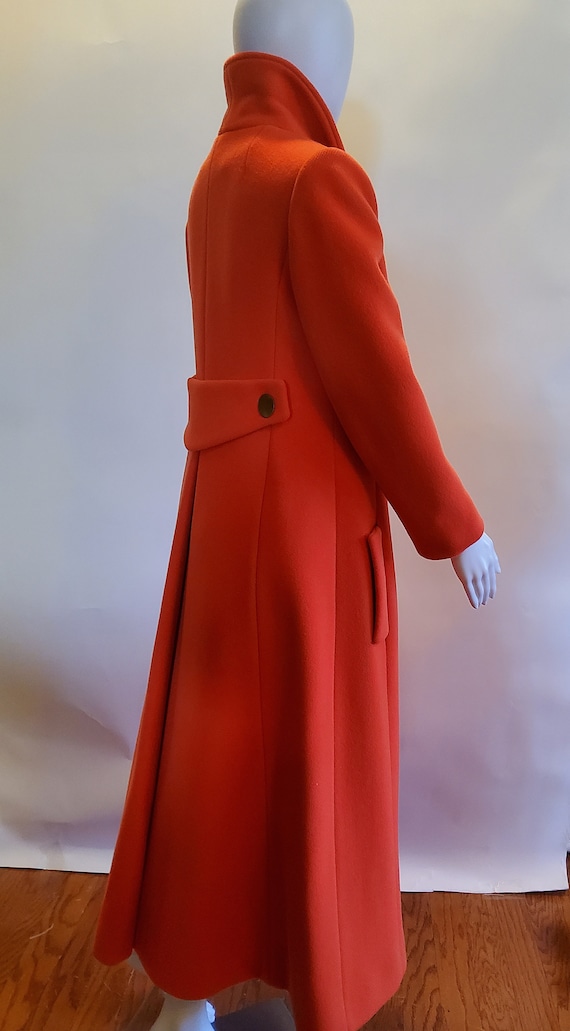 Vintage Wool Princess Maxi Full Length Coat Orange - image 4