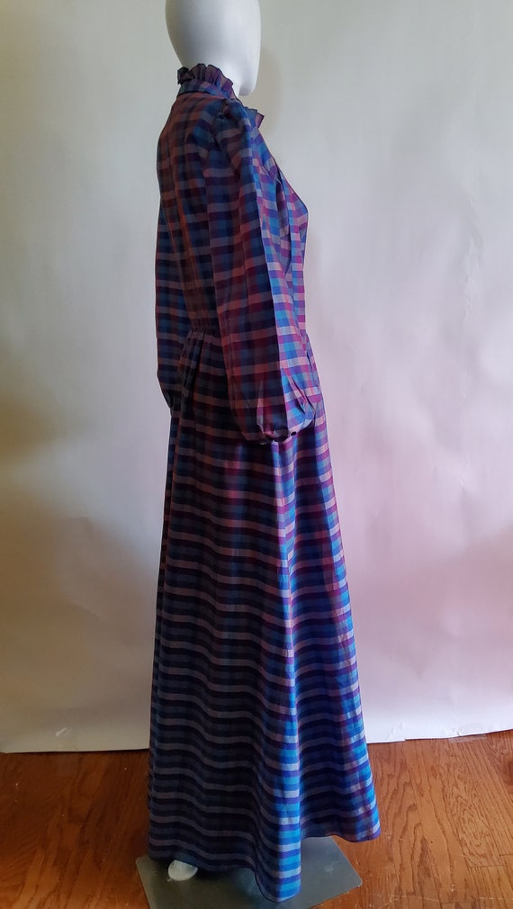 Vintage Maxi Blue Gingham Dress - image 3