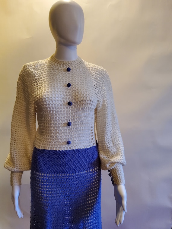 70s Bohemian Crochet Maxi Dress