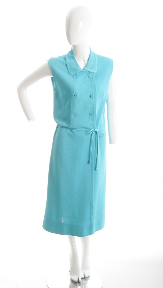 Turquoise Blue Vintage Wool Shirt Dress