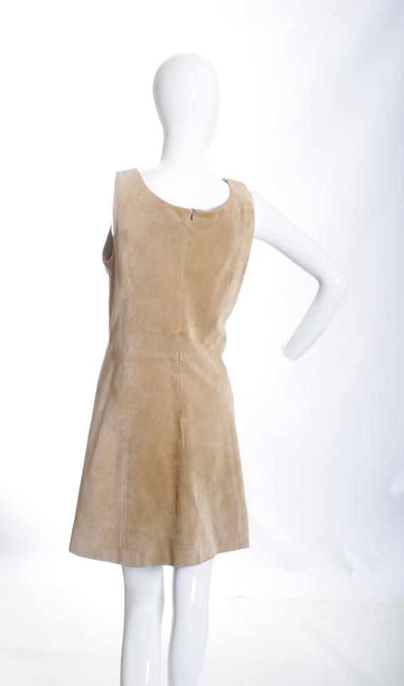 70s Boho Chic Suede Vintage Mini Dress - image 4