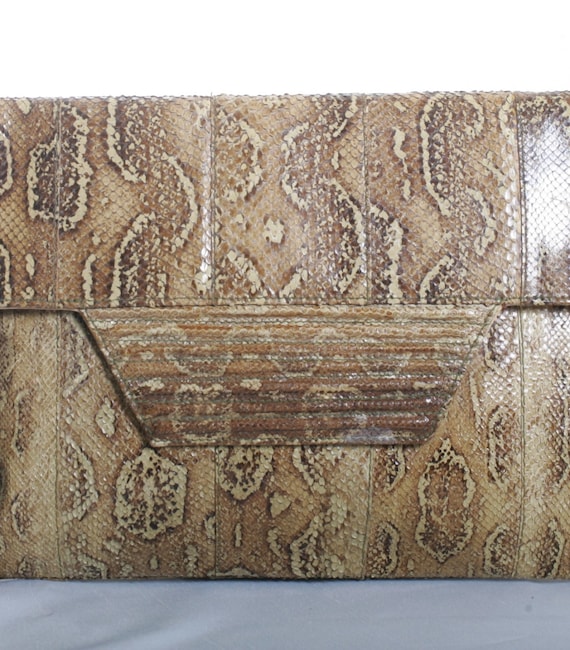 Vintage 70s Python Envelope Clutch - image 1