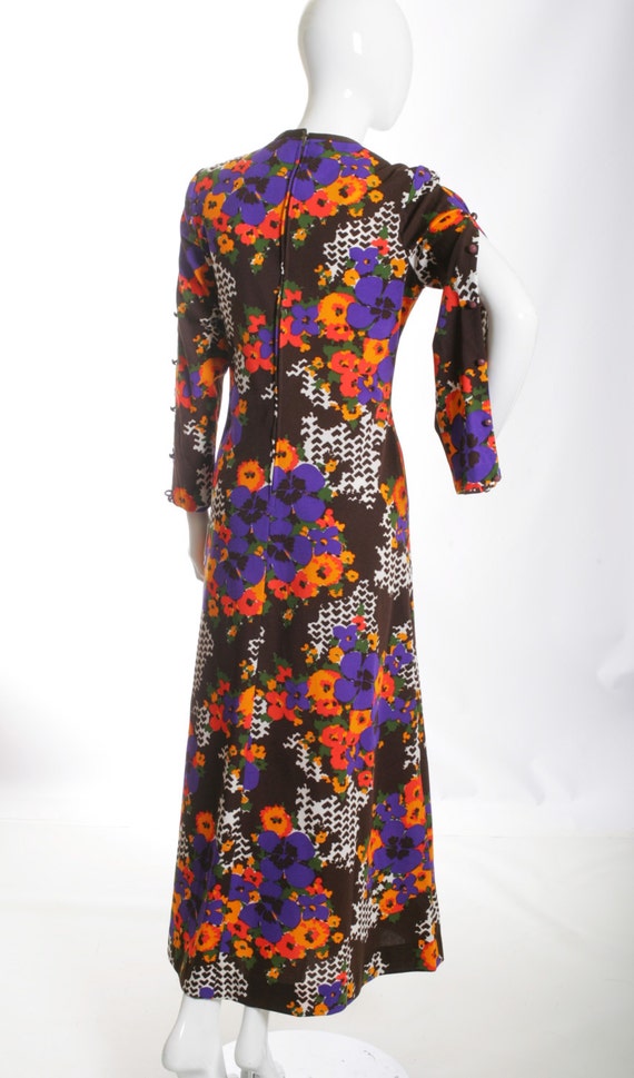 Retro Psychedelic Vintage 60s Floral Maxi Dress - image 3