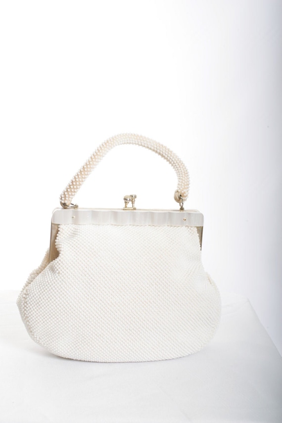 Vintage White Pearl Purse Handbag - image 1