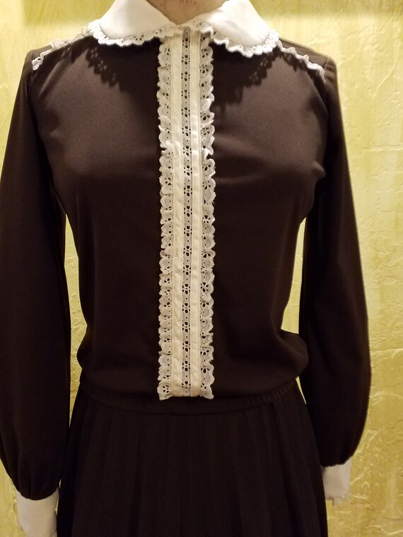 Retro Pleated Soft Polyknit Skirt Set