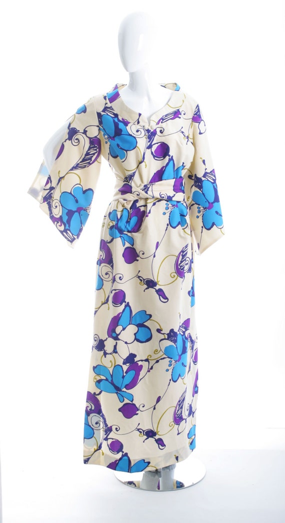 Hawaiian Floral Bell Sleeve Large Size Maxi Dress
