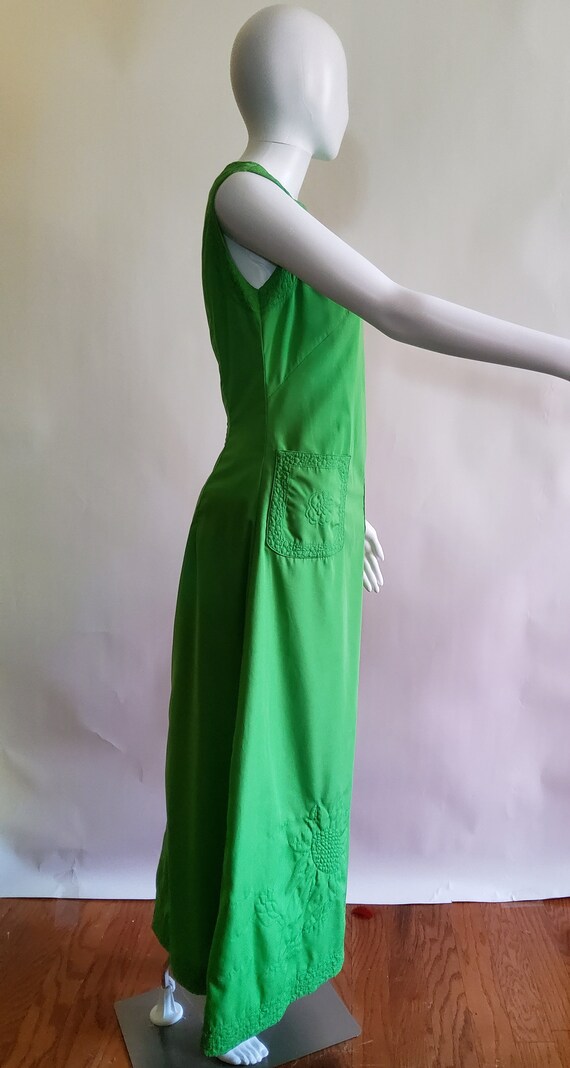 Vintage Green Floral Maxi Dress Quilted Floral - image 4