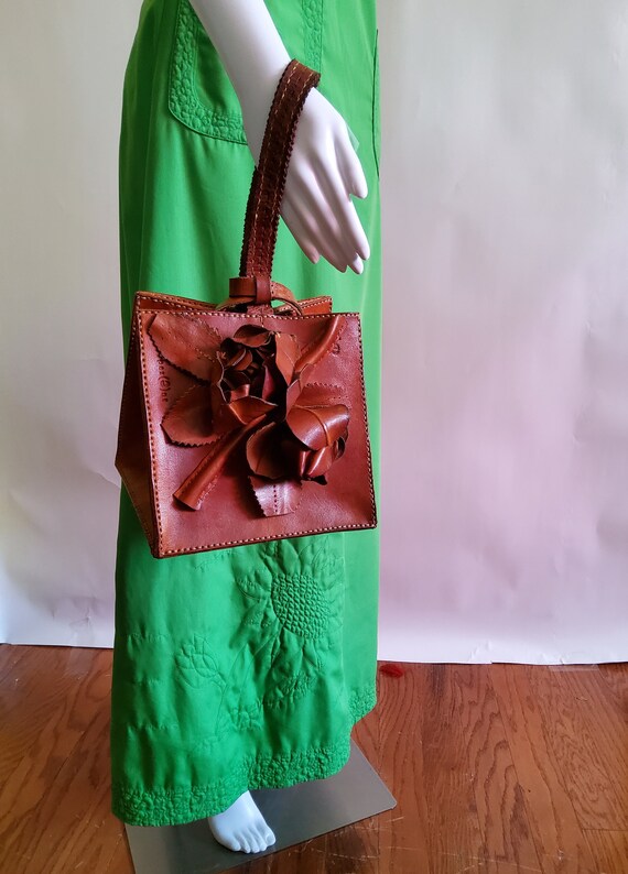 Vintage Green Floral Maxi Dress Quilted Floral - image 3