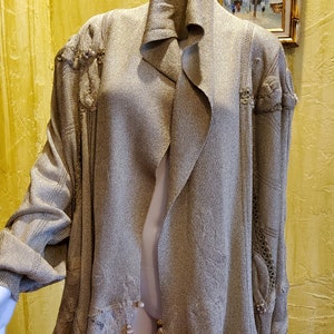 Vintage Metallic Swing Cape Coat Fringe