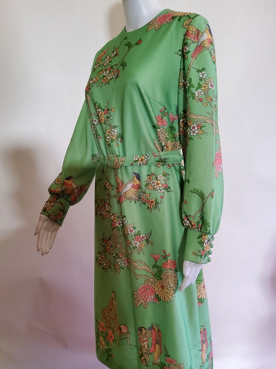 DISCOUNTED Vintage Mod Floral Green Dress - image 1