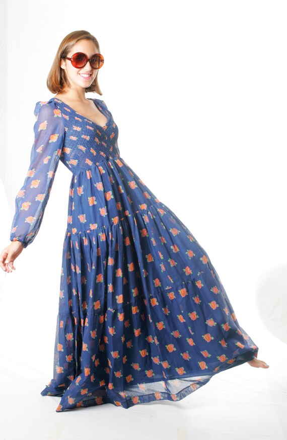 Boho Chic Hippie Gauzy Cotton Floral Maxi