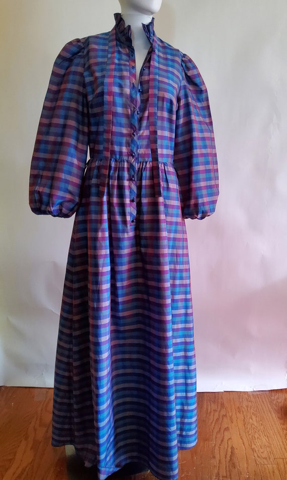 Vintage Maxi Blue Gingham Dress - image 4