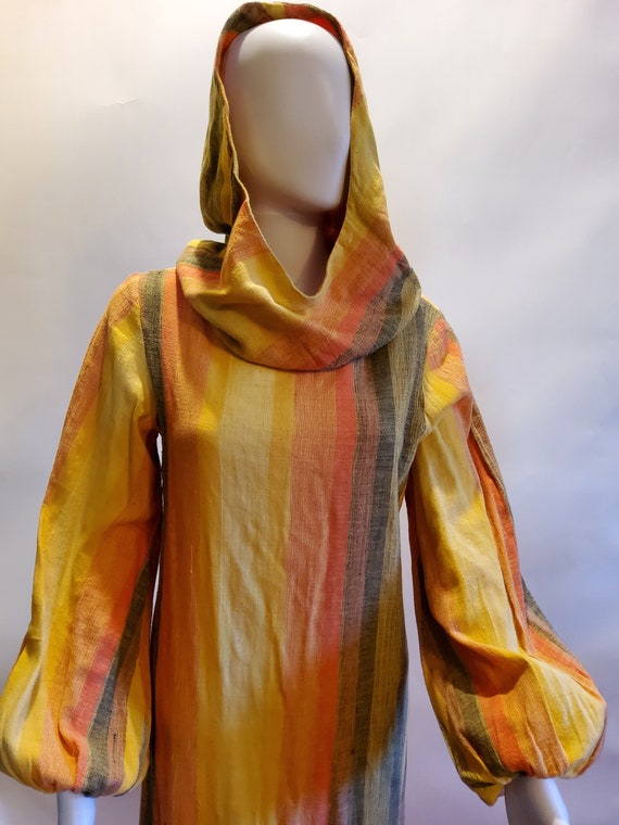 Vintage 40s-50s Hooded Cotton Gown - image 5