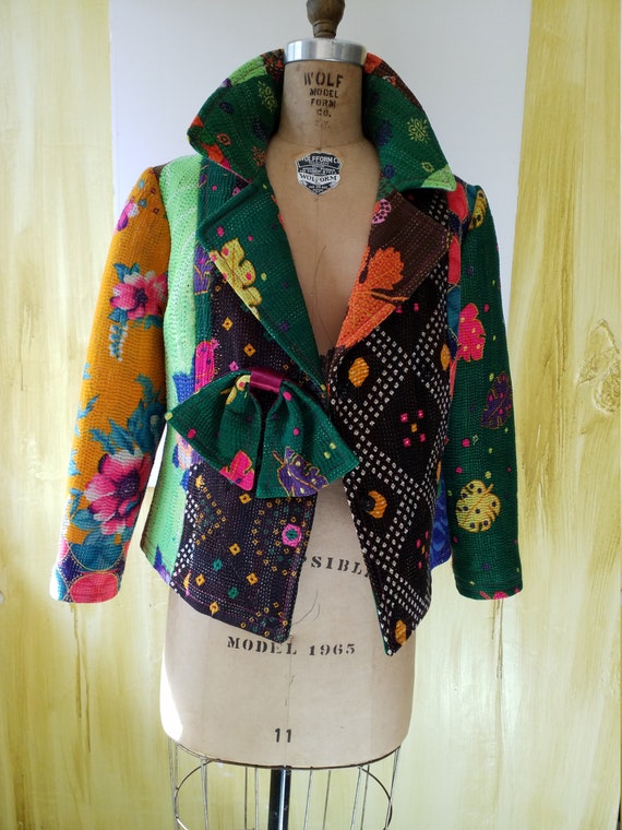 Vintage Floral Patchwork Crop Jacket Gem