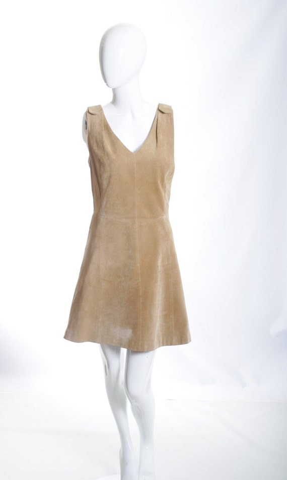 70s Boho Chic Suede Vintage Mini Dress - image 2