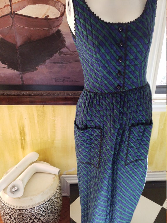 Vintage Cotton Quilted Maxi Dress - image 1