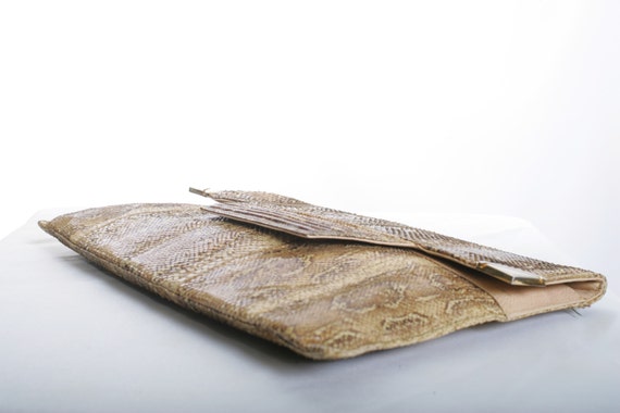 Vintage 70s Python Envelope Clutch - image 3