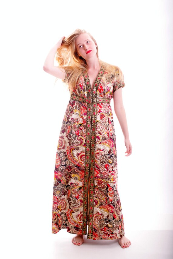 Exotic Brocade Vintage Maxi Dress